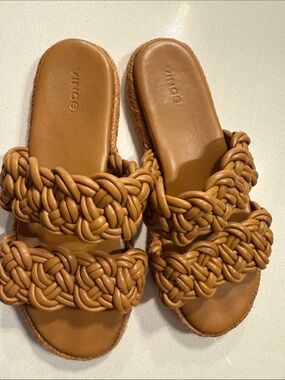 Vince Sullivan $295 US Braided Leather Double-Strap Slide Sandals
